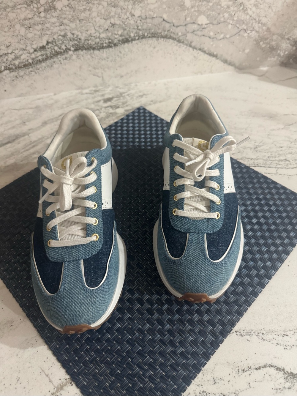 Cole Haan Blue, White and Brown Casual Low-Top Sneakers